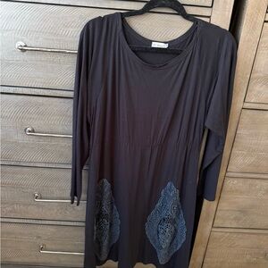 Elegant Long Sleeve Black Dress with Lace Accents